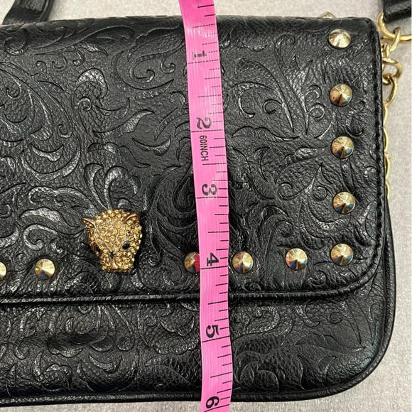 Guess Embossed Black Faux Leather Studded Crossbody Bag Jaguar - Picture 9 of 15